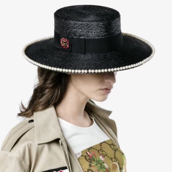 Gucci Accessories - ❤️GUCCI❤️NEW❤️Notte embellished straw hat in black